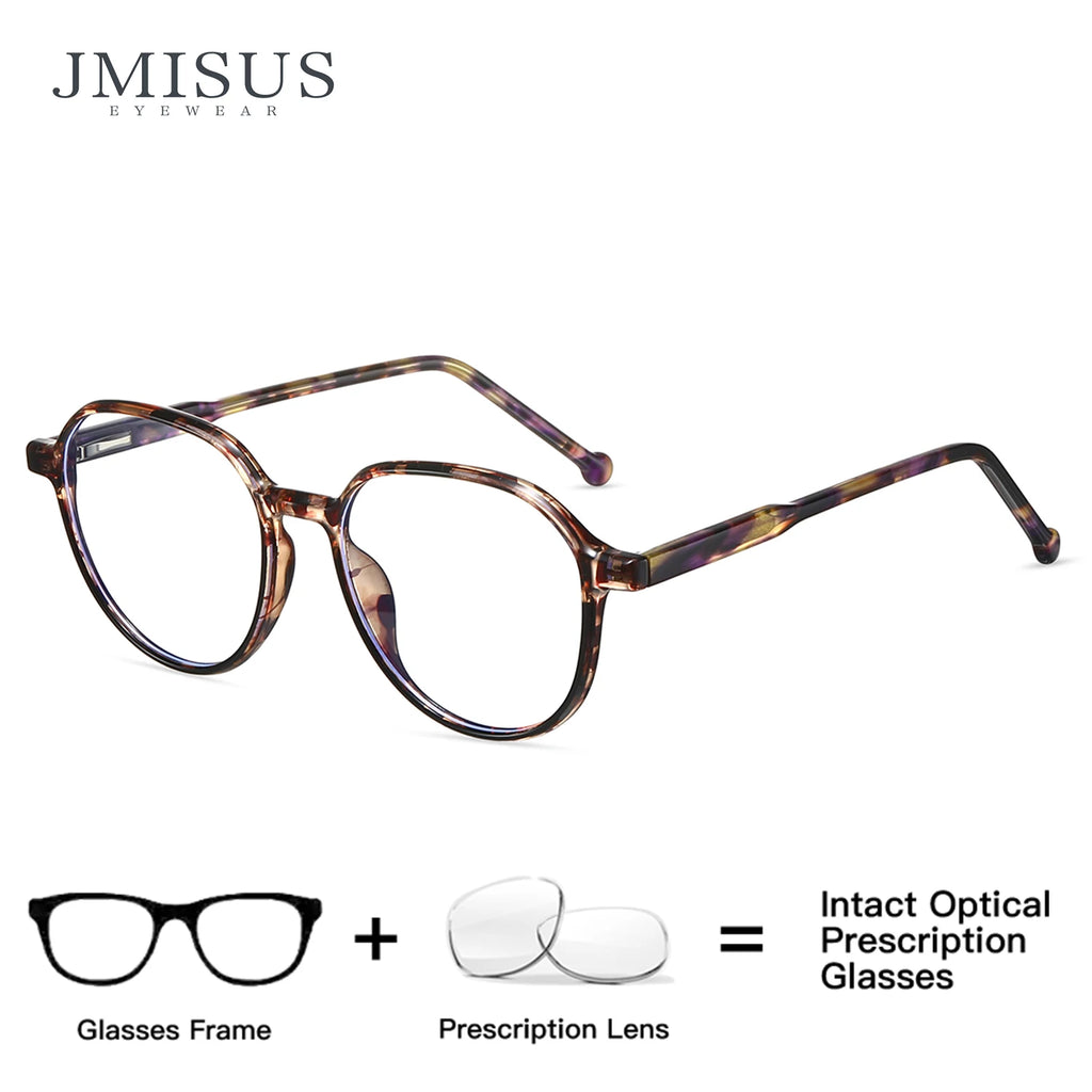 JMISUS Handmade Acetate Round Progressive Prescription Glasses ﻿Optical Lenses with Custom Rrecipe Myopia Eyewear for Women Men
