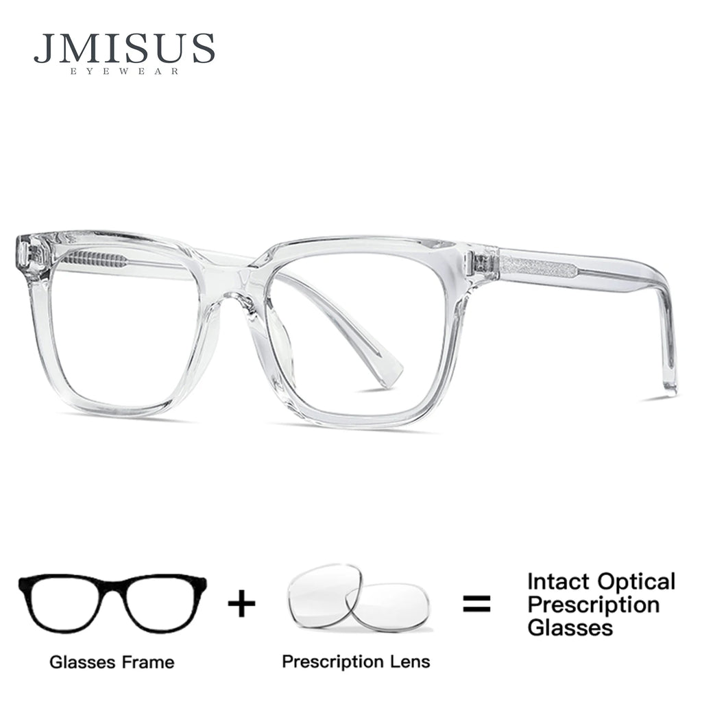 JMISUS Fashion Square Prescription Glasses Women Men Photochromic Progressive Myopia Optical Eyewear Lenses with Custom Recipe
